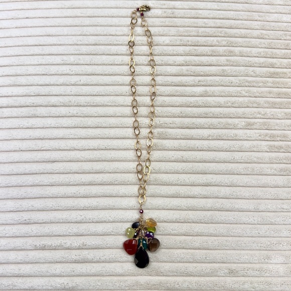 Anthropologie Jewelry - Anthropologie Gemstone Cluster Necklace - 20”L